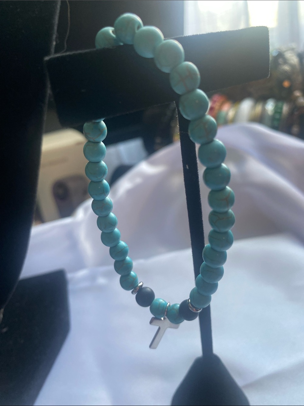 Turquoise Beaded Cross Bracelet - Women
